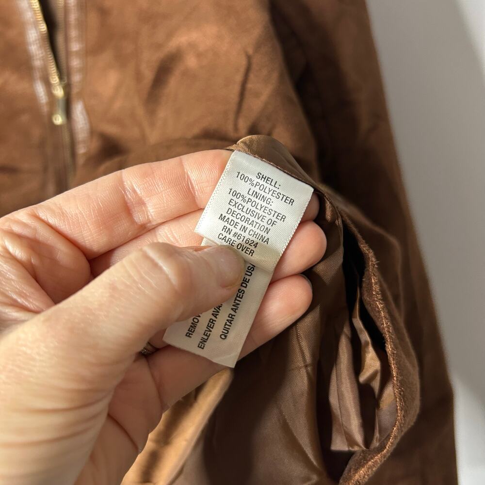 Laura Ashley Brown Suede Zip-Front Jacket - Picture 8 of 10